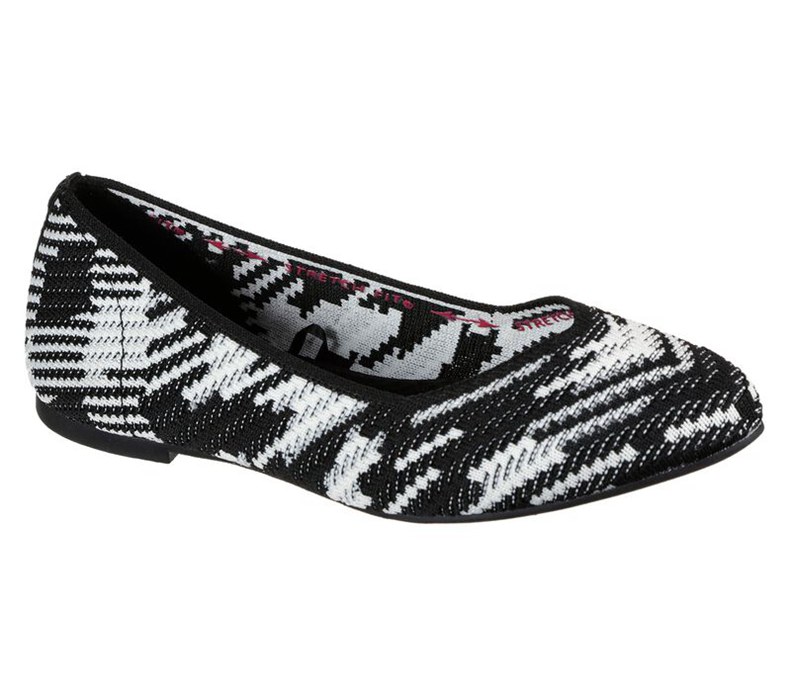 Skechers Dam Svarta/Vita Platta Skor - Cleo - Blurry - Sverige (MHWCD-6034)